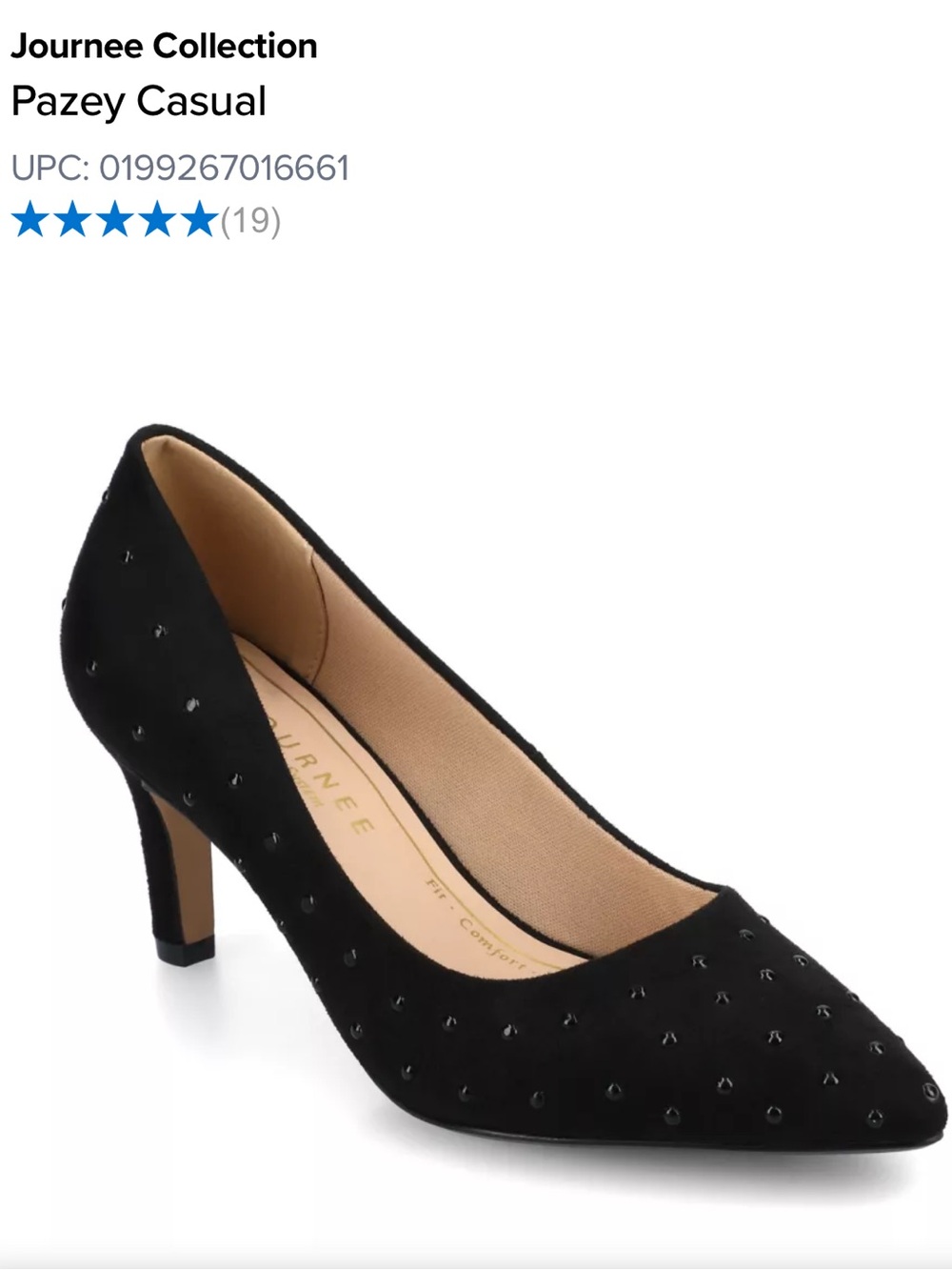 Journee Collection Pazey Casual Black Pointed Toe Stud Pump